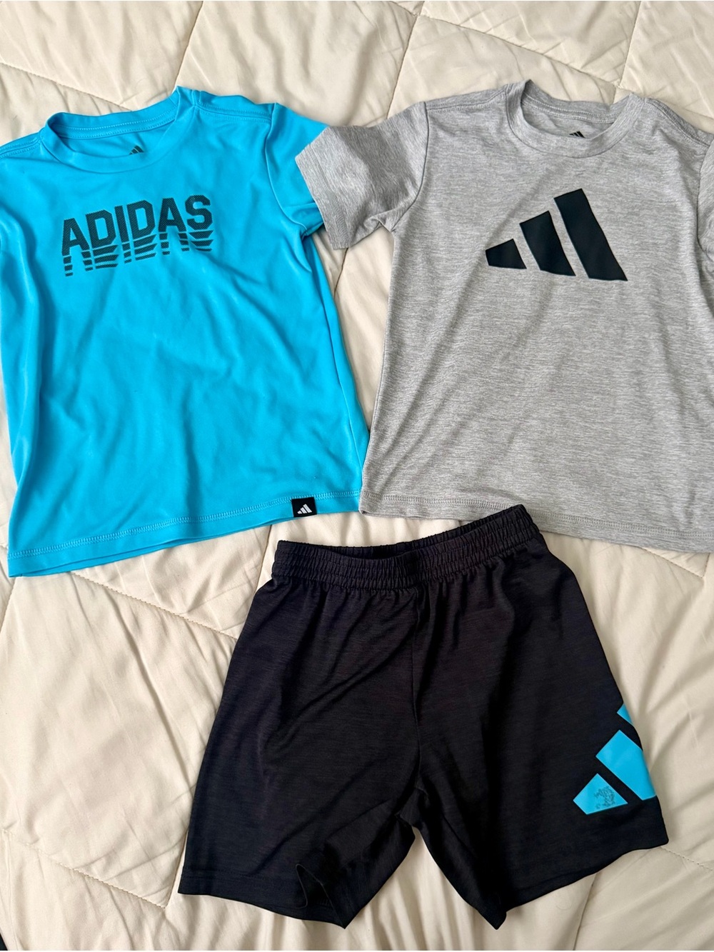 adidas Boys 3-Piece Active Set - Turquoise, Gray, Black